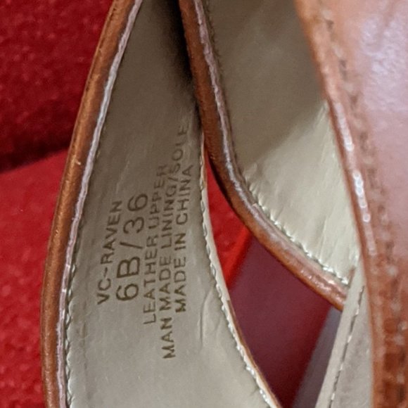 Vince Camuto Tan & Brown Leather Wedge Sandals - Picture 3 of 6